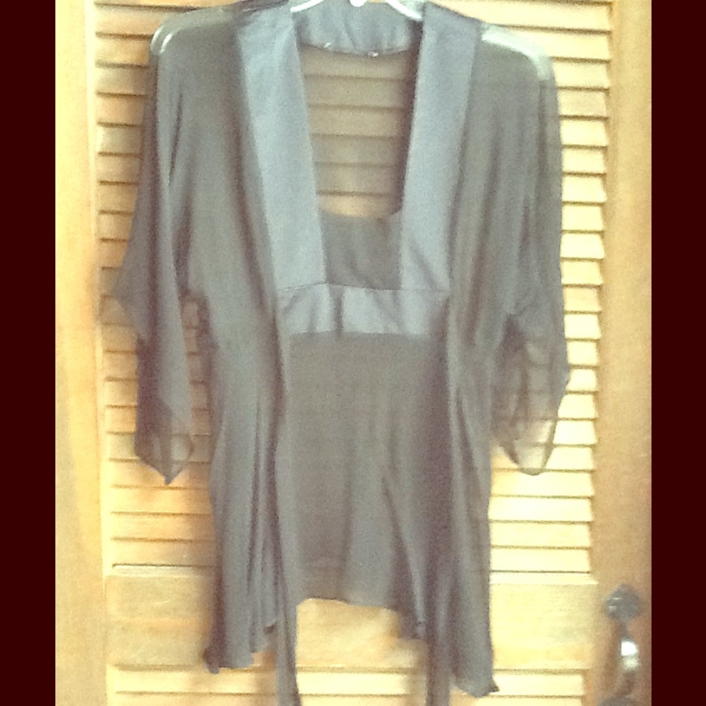 Arden B Black Sheer Paneled Blouse
